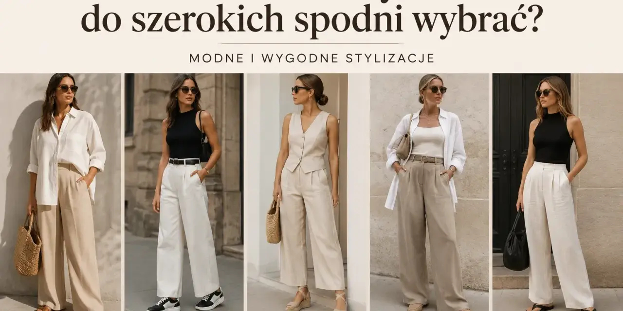 Jakie buty do szerokich spodni wybrać? Stylizacje z sandałami, sneakersami, koturnami, mokasynami i klapkami.